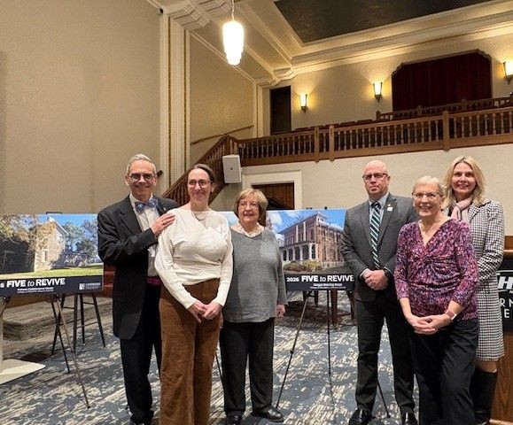 Larry Francer, Associate Director- Landmark Society, Stephanie Barrett, Grant-Writer-Brockport Research Institute, Alicia Fink, Scott W. Hunsinger, Mary Lynne Turner, Jen Skoog at the Five to