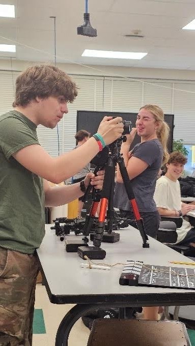 Image of student using Video production equipment